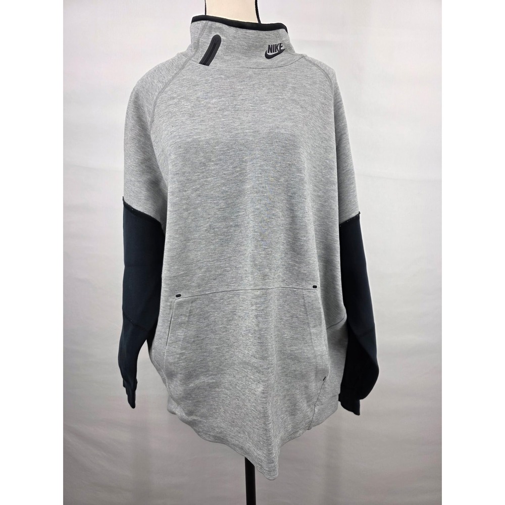 Nike Tech Fleece Mock Neck Sweatshirt Gray Black Colorblock Pullover Small